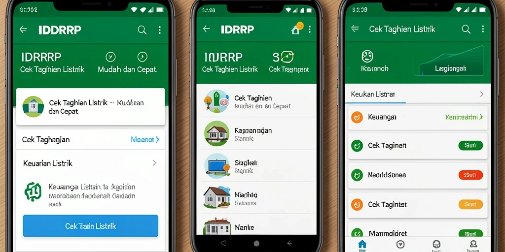Tampilan antarmuka IDRRP untuk cek tagihan listrik yang simpel dan informatif.